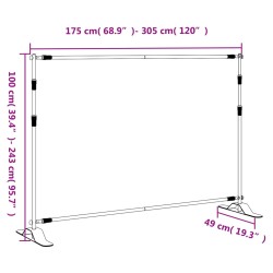 vidaXL Supporti per Fondali 2 pz Neri 305x243 cm in Acciaio