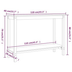   Tavolo Consolle Grigio 110x40x80 cm in Legno Massello di Pino