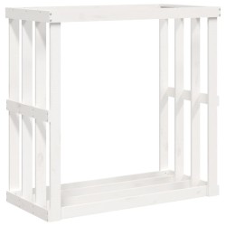 Portaceppi da Esterno Bianco 108x52x106 cm Legno Massello Pino