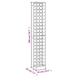 vidaXL Portavini da 57 Bottiglie Nero 34x18x200cm in Ferro Battuto