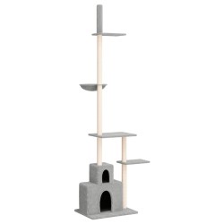 Albero per Gatti Pavimento Soffitto Grigio Chiaro 250,5-276,5cm