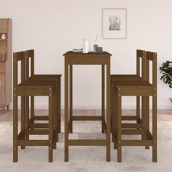 Set da Bar 5 pz Miele in Legno Massello di Pino