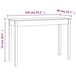   Tavolo Consolle Grigio 110x40x75 cm in Legno Massello di Pino