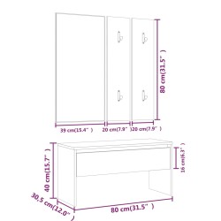 vidaXL Set di Mobili da Corridoio Grigio Sonoma in Legno ingegnerizzato