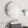 Armadio da Bagno con Specchio Rotondo e LED Bianco 54x54x17,5cm