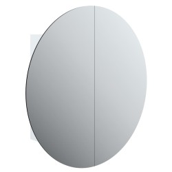 Armadio da Bagno con Specchio Rotondo e LED Bianco 54x54x17,5cm