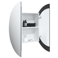 Armadio da Bagno con Specchio Rotondo e LED Bianco 54x54x17,5cm