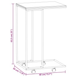   Tavolino con Ruote Nero 40x30x63,5cm in Legno Ingegnerizzato