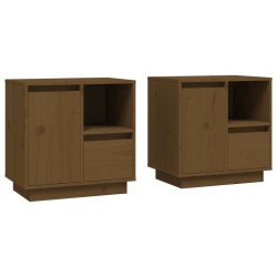   Comodini 2 pz Miele 50x34x50 cm in Legno Massello di Pino