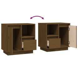   Comodini 2 pz Miele 50x34x50 cm in Legno Massello di Pino