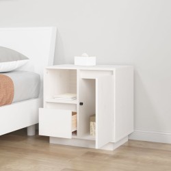   Comodini 2 pz Bianco 50x34x50 cm in Legno Massello di Pino