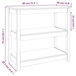   Tavolo Consolle Grigio 80x40x74 cm in Legno Massello di Pino