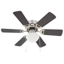 vidaXL Ventilatore da Soffitto Decorato con Luce 82cm Marrone Scuro