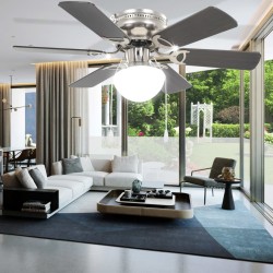 vidaXL Ventilatore da Soffitto Decorato con Luce 82cm Marrone Scuro