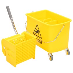 vidaXL Secchio Mocio con Strizzatoio e Ruote Giallo 20 L Polipropilene 