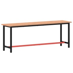 vidaXL Banco da Lavoro 220x55x81,5 cm Legno Massello Faggio e Metallo