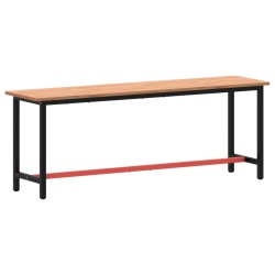 vidaXL Banco da Lavoro 220x55x81,5 cm Legno Massello Faggio e Metallo