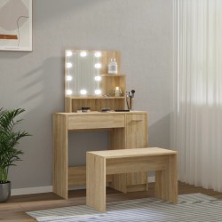   Set Tavolo da Toeletta con LED Rovere Sonoma Legno ingegnerizzato