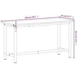 vidaXL Banco da Lavoro 150x55x81,5 cm Legno Massello Faggio e Metallo