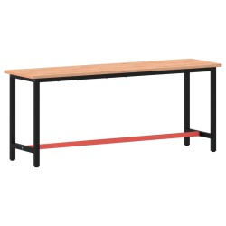 vidaXL Banco da Lavoro 200x55x81,5 cm Legno Massello Faggio e Metallo