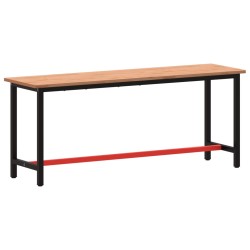 vidaXL Banco da Lavoro 200x55x81,5 cm Legno Massello Faggio e Metallo