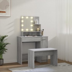   Set Tavolo da Toeletta con LED Grigio Sonoma Legno ingegnerizzato