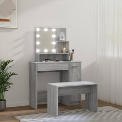   Set Tavolo da Toeletta con LED Grigio Sonoma Legno ingegnerizzato