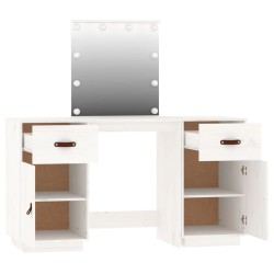   Set Toeletta con LED Bianco in Legno Massello di Pino