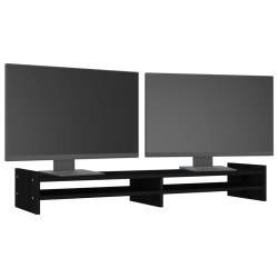   Supporto per Monitor Nero 100x27x15cm in Legno Massello di Pino