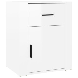   Comodino Bianco Lucido 50x36x60 cm in Legno ingegnerizzato