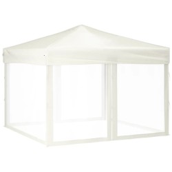   Tenda per Feste Pieghevole con Pareti Laterali Crema 3x3 m