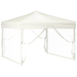   Tenda per Feste Pieghevole con Pareti Laterali Crema 3x3 m