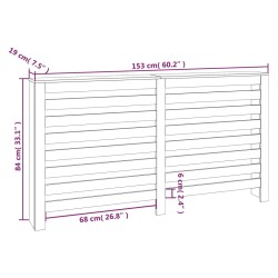 Copertura Termosifone Grigia 153x19x84 cm Legno Massello Pino