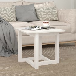   Tavolino da Salotto Bianco 50x50x45 cm Legno Massello di Pino