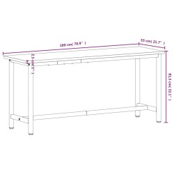 vidaXL Banco da Lavoro 180x55x81,5 cm Legno Massello Faggio e Metallo