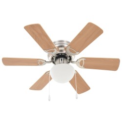 vidaXL Ventilatore da Soffitto Decorato con Luce 82 cm Marrone Chiaro