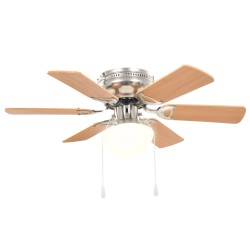 vidaXL Ventilatore da Soffitto Decorato con Luce 82 cm Marrone Chiaro