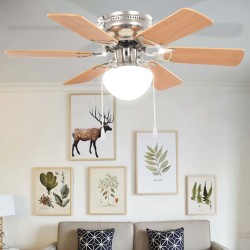 vidaXL Ventilatore da Soffitto Decorato con Luce 82 cm Marrone Chiaro