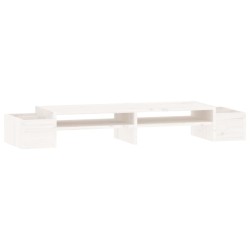   Supporto per Monitor Bianco100x27,5x15cm Legno Massello di Pino