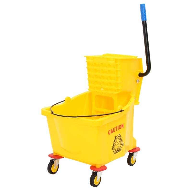 vidaXL Secchio Mocio con Strizzatoio e Ruote Giallo 36 L Polipropilene 