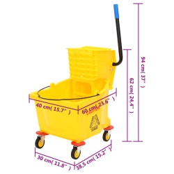 vidaXL Secchio Mocio con Strizzatoio e Ruote Giallo 36 L Polipropilene 