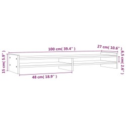   Supporto per Monitor 100x27x15cm in Legno Massello di Pino