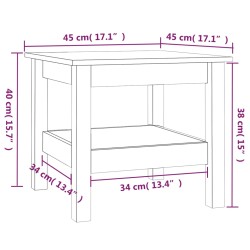   Tavolino da Salotto Grigio 45x45x40 cm Legno Massello di Pino