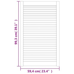 vidaXL Anta a Lamelle in Legno Massello di Pino Bianca 99,3x59,4 cm