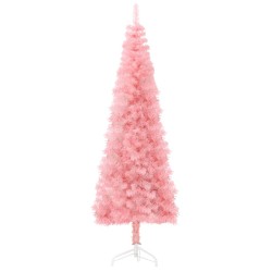 vidaXL Albero Natale Artificiale Sottile a Metà e Supporto Rosa 240 cm