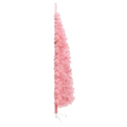 vidaXL Albero Natale Artificiale Sottile a Metà e Supporto Rosa 240 cm