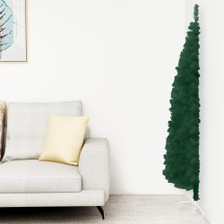 vidaXL Albero Natale Artificiale Sottile a Metà Supporto Verde 120 cm