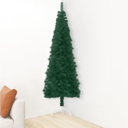 vidaXL Albero Natale Artificiale Sottile a Metà Supporto Verde 120 cm