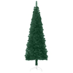 vidaXL Albero Natale Artificiale Sottile a Metà Supporto Verde 120 cm