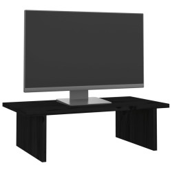 Supporto per Monitor Nero 50x27x15 cm in Legno Massello di Pino